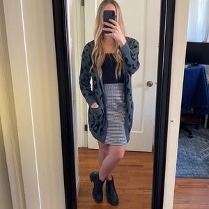 Dark teal leopard print cardigan